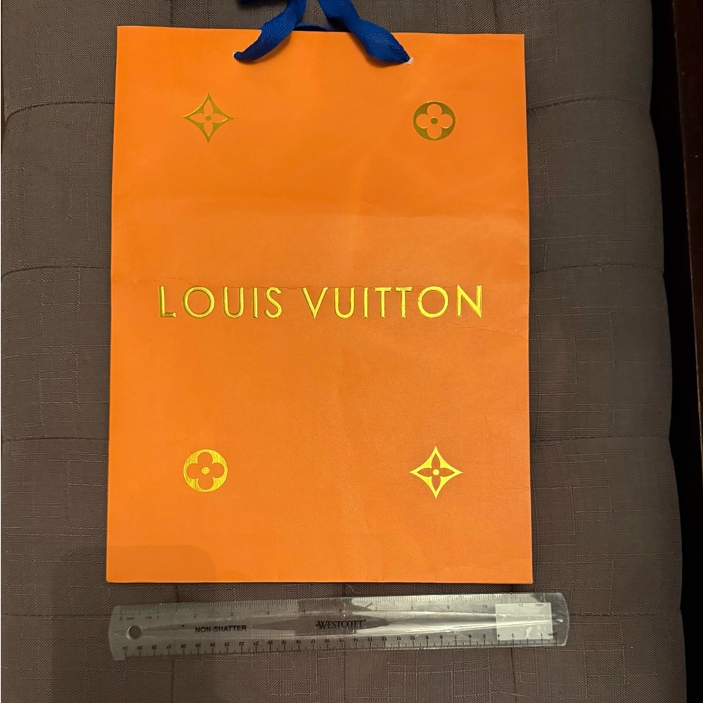 Louis Vuitton Orange Bag with Blue Handles